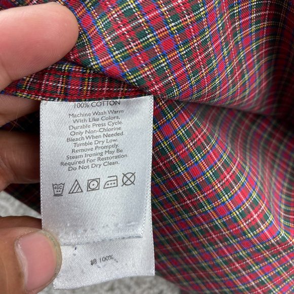 Eddie Bauer Shirt Men XXL Red Plaid Button Up Wrinkle Resistant Classic Fit Polo - Picture 5 of 10